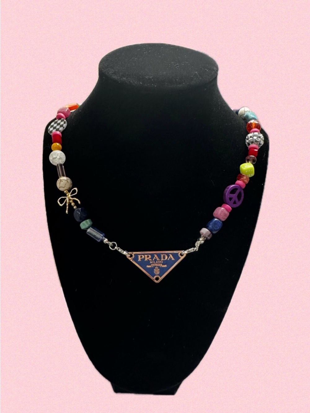 Triangle Logo Beaded Necklace